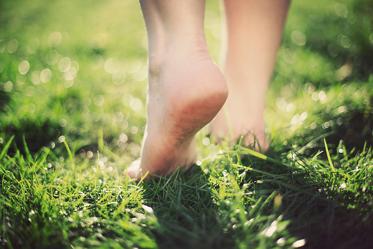 Walking bare foot in nature